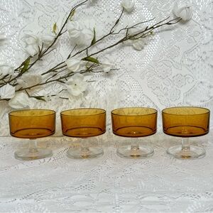 Set of 4 Vintage Luminarc Footed Glasses Amber